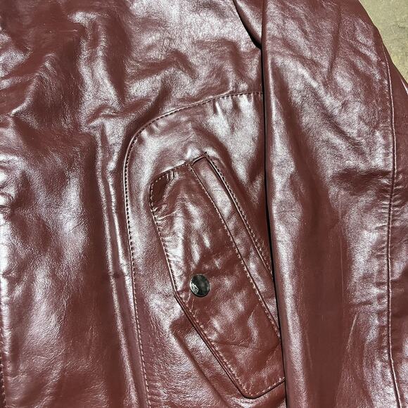 Vintage 70s Genuine Leather Red Boxy Grunge Jacket - Picture 2 of 4